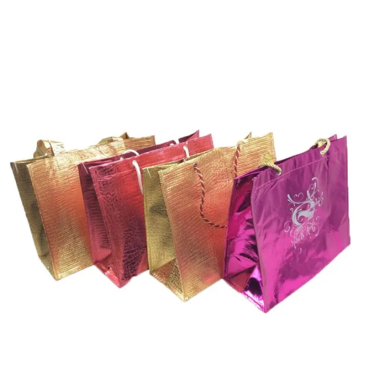 Golden oswa ajan 90g laminated lazè ultrasons Tote Shopping Bag Vann dirèk